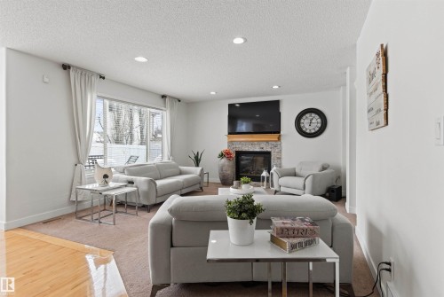 170 Galland Crescent, Edmonton, AB - Indoor Photo Showing Living Room With Fireplace