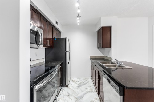 313 270 Mcconachie Drive, Edmonton, AB - Indoor Photo Showing Kitchen With Double Sink
