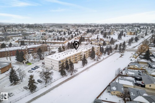 View of snowy aerial view - 307 4608 52 Avenue, Stony Plain, AB - Outdoor With View
