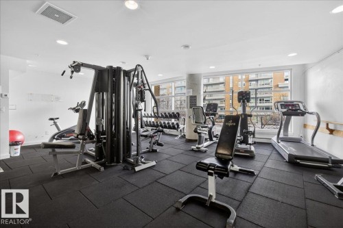 Gym with recessed lighting - 301 2504 109 Street, Edmonton, AB - Indoor Photo Showing Gym Room