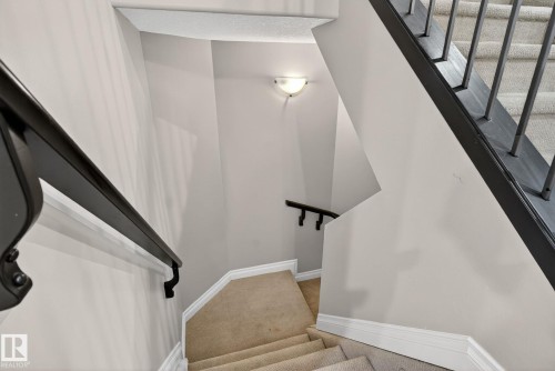 Staircase featuring carpet floors and baseboards - 613 Stewart Crescent, Edmonton, AB - Indoor Photo Showing Other Room