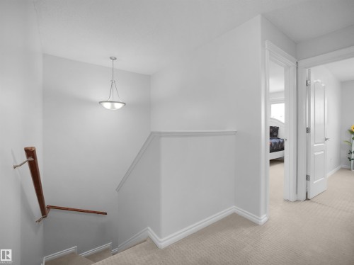 Stairway featuring carpet floors and baseboards - 1716 64 Street, Edmonton, AB - Indoor Photo Showing Other Room