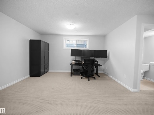 Basement featuring light carpet and a textured ceiling - 1716 64 Street, Edmonton, AB - Indoor