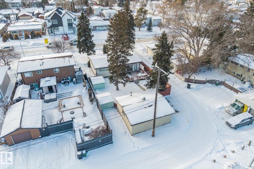Snowy aerial view featuring a residential view - 10971 157 Street, Edmonton, AB - Outdoor