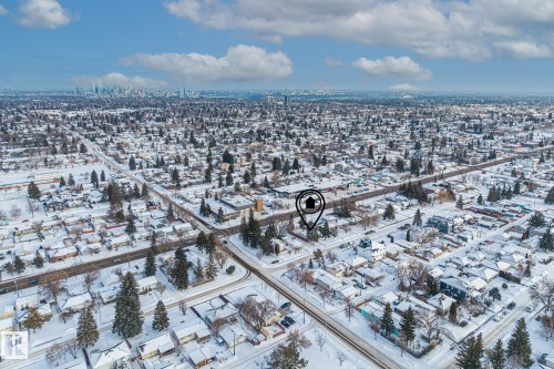Snowy aerial view featuring a view of city - 10971 157 Street, Edmonton, AB - Outdoor With View