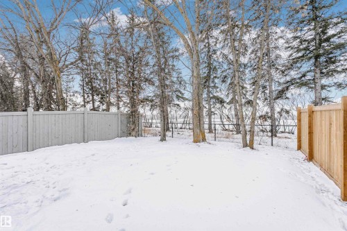 Snowy yard featuring a fenced backyard - 7322 Chivers Crescent, Edmonton, AB - Outdoor