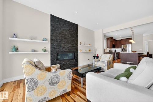 10283 89 Street, Edmonton, AB - Indoor Photo Showing Living Room With Fireplace
