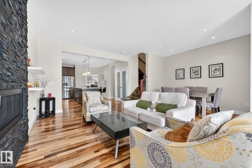10283 89 Street, Edmonton, AB - Indoor Photo Showing Living Room With Fireplace