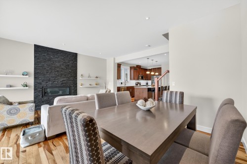 10283 89 Street, Edmonton, AB - Indoor Photo Showing Dining Room With Fireplace