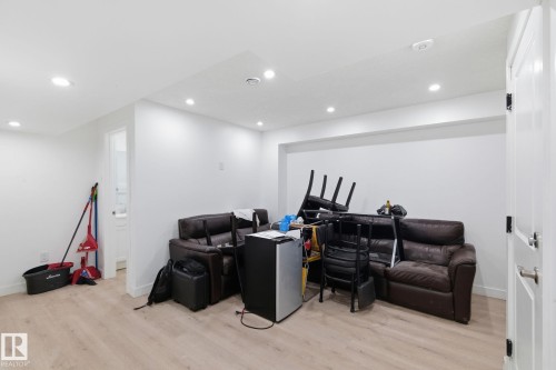 Playroom featuring recessed lighting and light wood-style flooring - 13538 127 Street, Edmonton, AB - Indoor Photo Showing Other Room