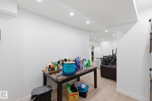 Home office featuring light wood finished floors and recessed lighting - 13538 127 Street, Edmonton, AB - Indoor Photo Showing Other Room