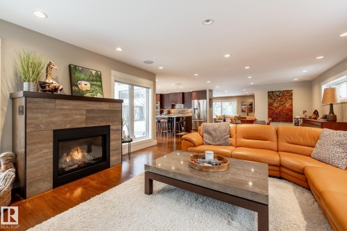 14019 88 Avenue, Edmonton, AB - Indoor Photo Showing Living Room With Fireplace