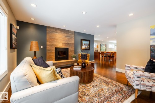 14019 88 Avenue, Edmonton, AB - Indoor Photo Showing Living Room With Fireplace