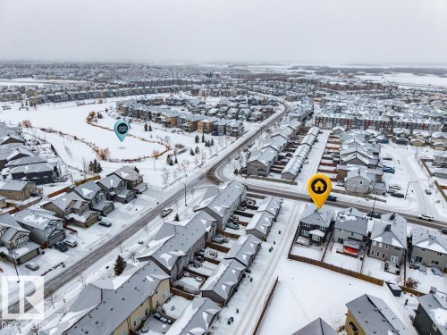 Snowy aerial view with a residential view - 7515 178 Avenue, Edmonton, AB - Outdoor With View