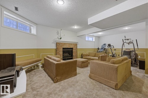 324 Wolf Ridge Point(E), Edmonton, AB - Indoor Photo Showing Basement With Fireplace