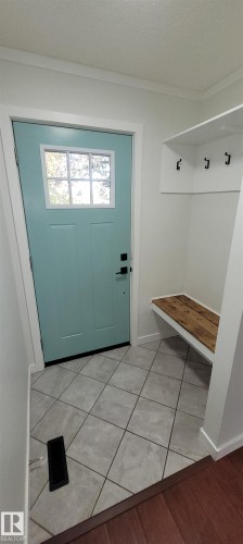 Front Door Entry with Convenient Bench - 10832 163 Street, Edmonton, AB - Indoor Photo Showing Other Room