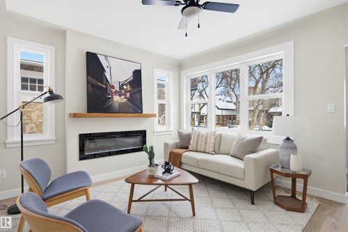 11330 67 Street, Edmonton, AB - Indoor Photo Showing Living Room With Fireplace