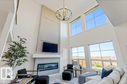 65 Jubilation Drive, St. Albert, AB - Indoor Photo Showing Living Room With Fireplace