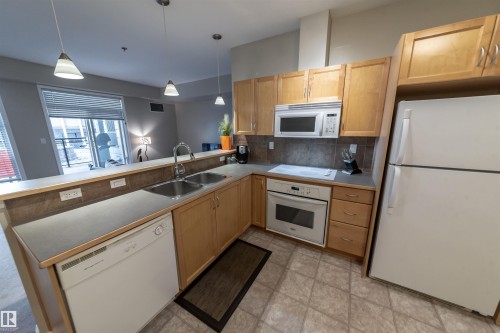 150 4827 104A Street, Edmonton, AB - Indoor Photo Showing Kitchen With Double Sink