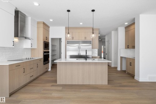 1077 Cristall Crescent, Edmonton, AB - Indoor Photo Showing Kitchen With Double Sink With Upgraded Kitchen
