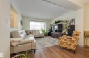 Living area featuring hardwood / wood-style floors - 17528 58 Street, Edmonton, AB  - Indoor Photo Showing Living Room 