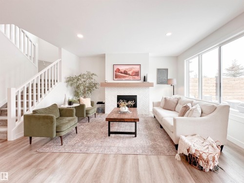 97 Joyal Way, St. Albert, AB - Indoor Photo Showing Living Room With Fireplace
