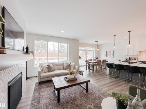97 Joyal Way, St. Albert, AB - Indoor Photo Showing Living Room With Fireplace