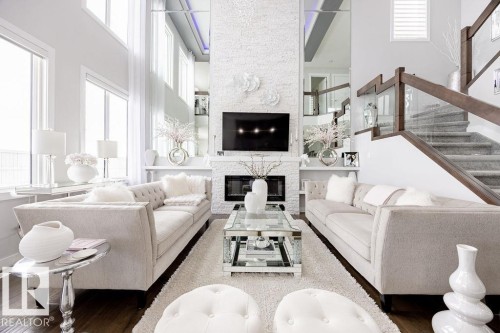 4705 35 Street, Beaumont, AB - Indoor Photo Showing Living Room With Fireplace