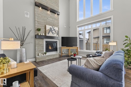 3713 Cameron Heights Place, Edmonton, AB - Indoor Photo Showing Living Room With Fireplace
