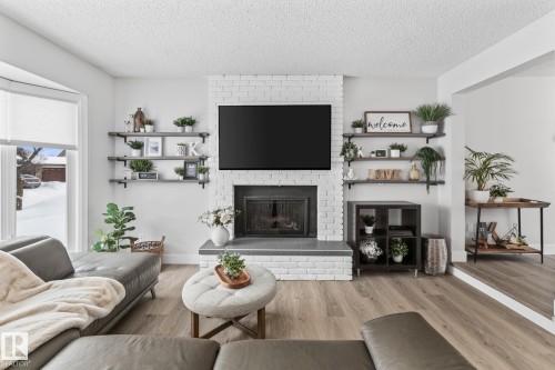 41 Patterson Crescent, St. Albert, AB - Indoor Photo Showing Living Room With Fireplace