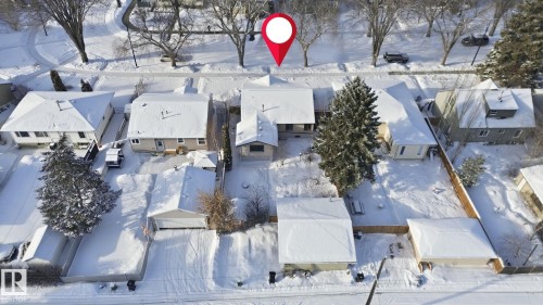 Snowy aerial view featuring a residential view - 12225 134 Street, Edmonton, AB - Outdoor
