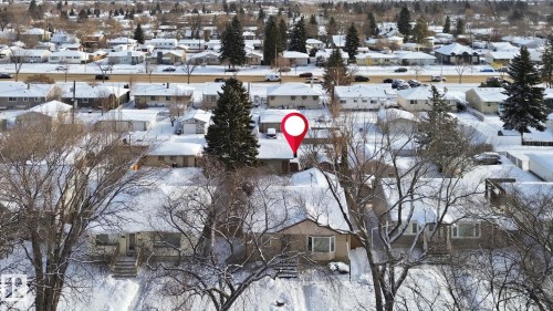 Snowy aerial view featuring a residential view - 12225 134 Street, Edmonton, AB - Outdoor With View