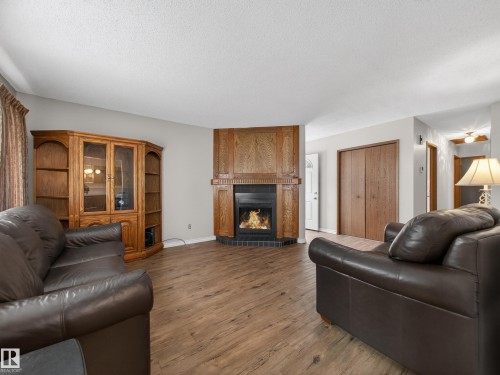 5116 37 Avenue, Edmonton, AB - Indoor Photo Showing Living Room With Fireplace