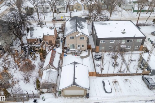 Snowy aerial view featuring a residential view - 10623 75 Avenue, Edmonton, AB - Outdoor