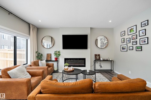 46 Chelles Wynd, St. Albert, AB - Indoor Photo Showing Living Room With Fireplace