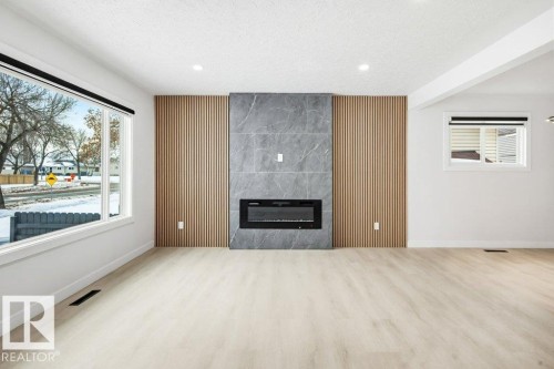 16206 83 Avenue, Edmonton, AB - Indoor Photo Showing Living Room With Fireplace