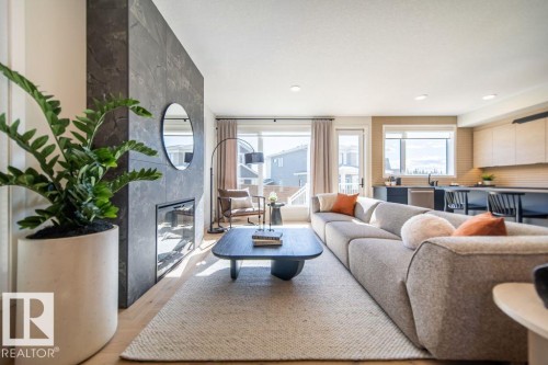 52 Rhea Crescent, St. Albert, AB - Indoor Photo Showing Living Room With Fireplace