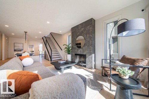 52 Rhea Crescent, St. Albert, AB - Indoor Photo Showing Living Room With Fireplace