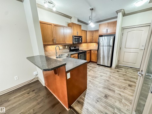 121 10121 80 Avenue, Edmonton, AB - Indoor Photo Showing Kitchen With Stainless Steel Kitchen With Double Sink