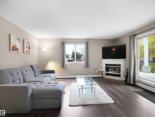 102 10511 42 Avenue, Edmonton, AB - Indoor Photo Showing Living Room With Fireplace