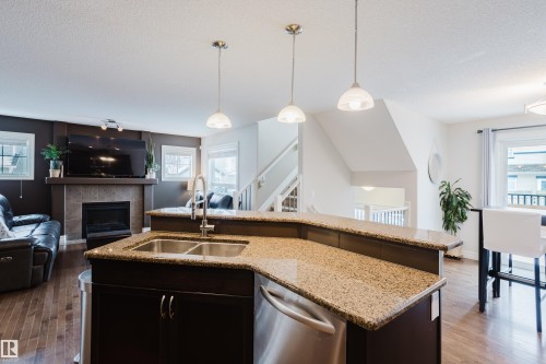 1740 59 Street, Edmonton, AB - Indoor Photo Showing Kitchen With Fireplace With Double Sink