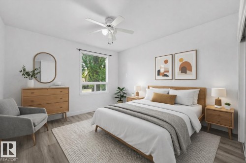 Virtually staged - 9848 87 Avenue, Edmonton, AB - Indoor Photo Showing Bedroom