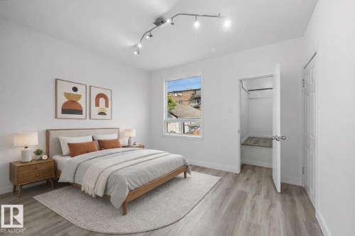 Virtually staged - 9848 87 Avenue, Edmonton, AB - Indoor Photo Showing Bedroom