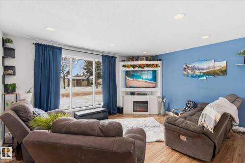 29 Laydon Drive, St. Albert, AB - Indoor Photo Showing Living Room With Fireplace