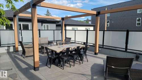 View of patio with outdoor dining area - 10038 142 Street, Edmonton, AB - Outdoor With Deck Patio Veranda With Exterior