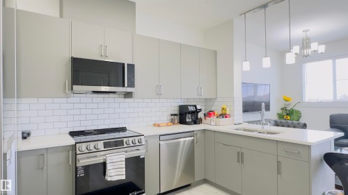 21 7110 Keswick Common, Edmonton, AB - Indoor Photo Showing Kitchen With Double Sink With Upgraded Kitchen