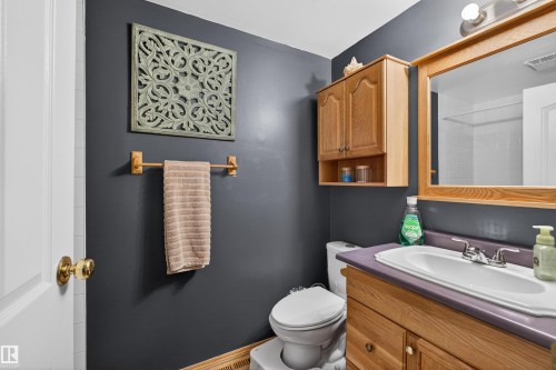 Bathroom with vanity and a shower - 14648 54 Street, Edmonton, AB - Indoor Photo Showing Bathroom