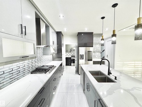 1836 22 Street, Edmonton, AB - Indoor Photo Showing Kitchen With Double Sink With Upgraded Kitchen