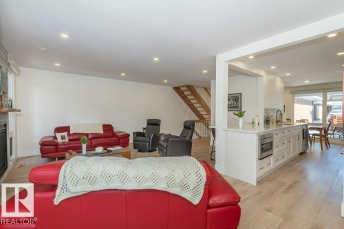 88 Hearthstone Nw, Edmonton, AB - Indoor Photo Showing Living Room With Fireplace