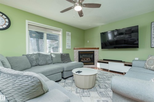 330 Huffman Crescent, Edmonton, AB - Indoor Photo Showing Living Room With Fireplace